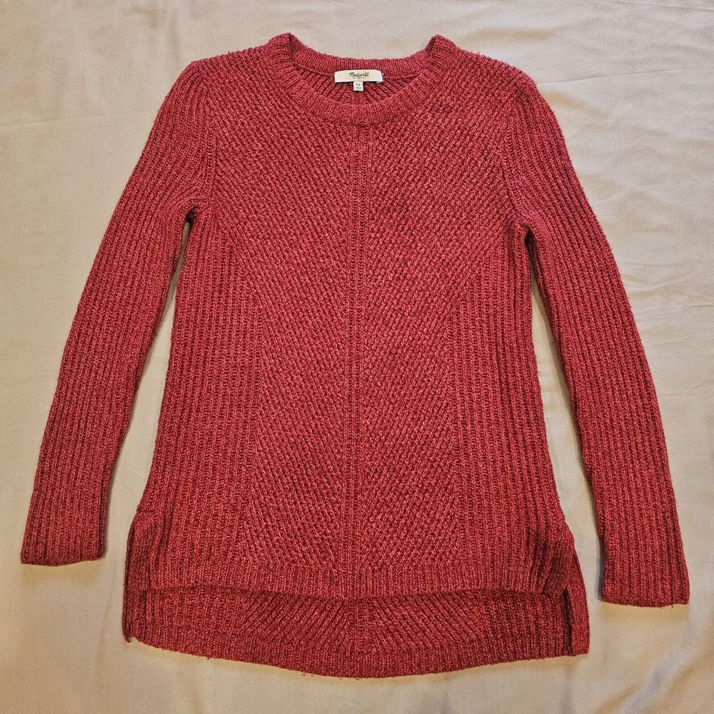 MADEWELL Sweater Womens XS Red Pullover Knit Crew Neck Long Sleeve Cotton Blend